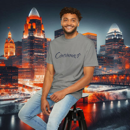 Cincinnati Script T-Shirt — Retro City Name Tee, Tri-Blend, Ultra Comfort, Perfect for Gameday