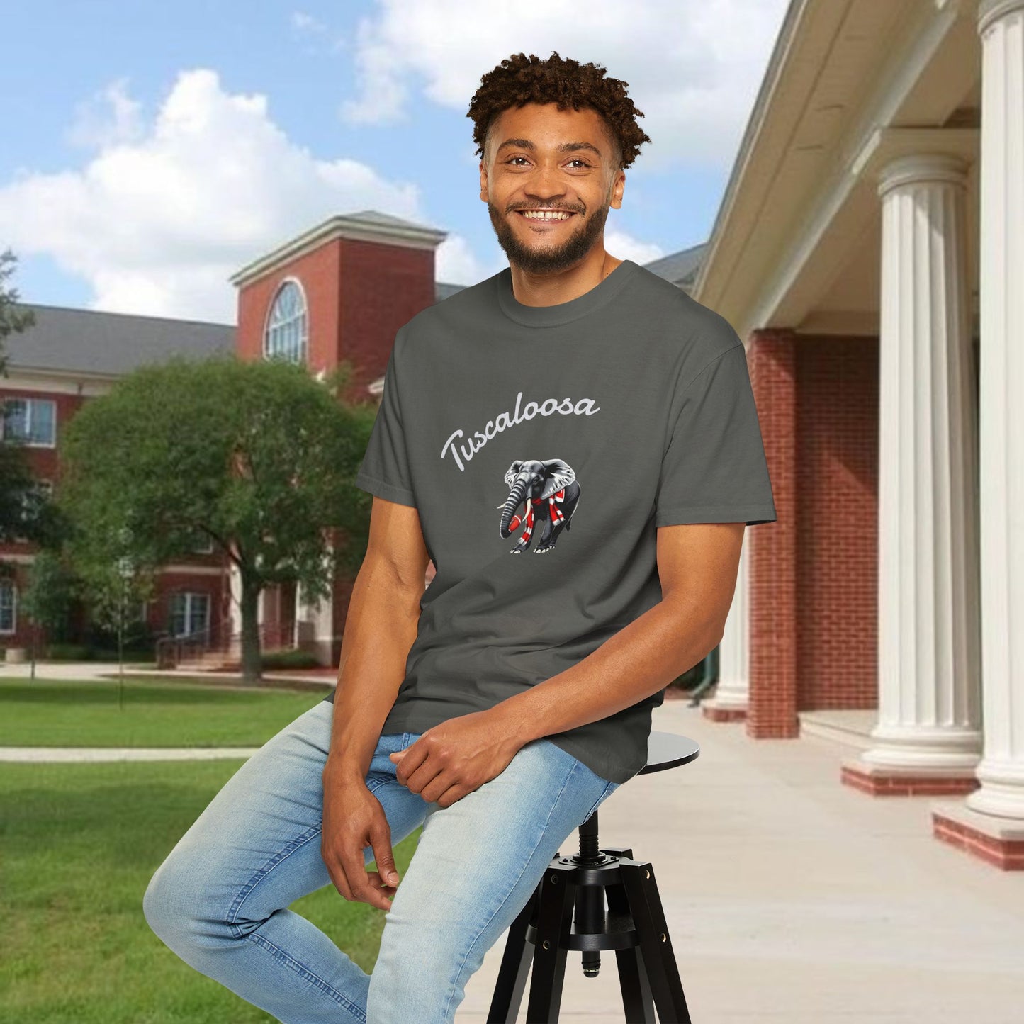 Tuscaloosa Elephant T-Shirt — University Pride Vintage Campus Tee, Soft-Style, Perfect T-Shirt for Gameday and the Tailgate