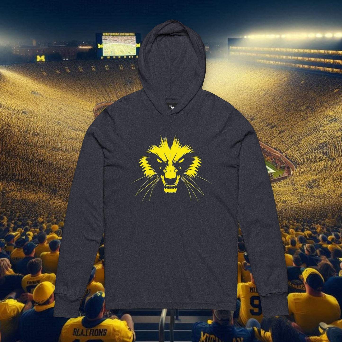 Game Day Unisex Hooded Tee with Fierce Wolverine Design, Sportswear, Tailgate Attire, Fan Gear, College Apparel