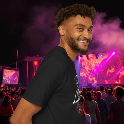 Skeleton Guitarist T-Shirt, Music Festival Shirt, Halloween Costume Tee, Vintage Rock Band Top, Unisex Graphic T-Shirt