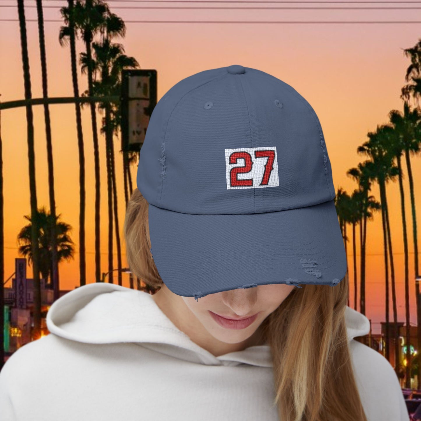 #27 Vintage Distressed Cap, Casual Hat, Everyday Wear, Sports Enthusiast Gift, LA Fans, Baseball Fans