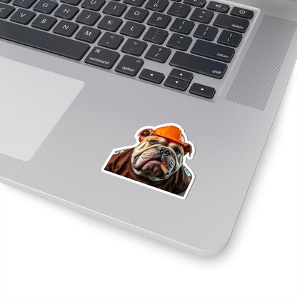 Bulldog Construction Kiss-Cut Stickers | Funny Dog Stickers, Laptop Decals, Unique Gift, Pet Lover Decor, Cute Home Office