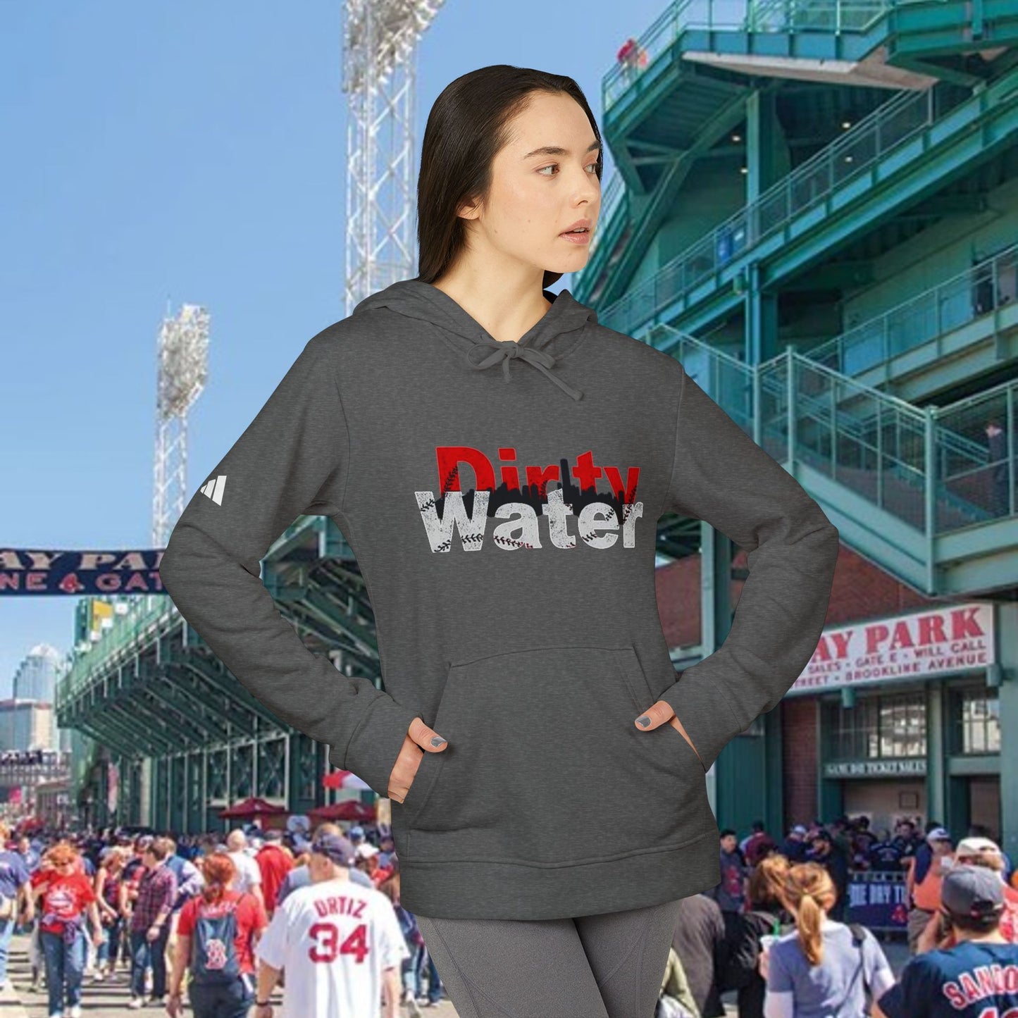 Dirty Water Unisex Fleece Hoodie with Boston Dirty Water Design, Cozy Casual Wear, Gift for Baseball Fans