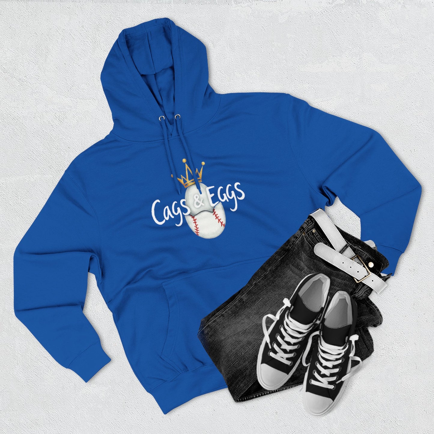 Cags & Eggs Fleece Hoodie,, Perfect for Sports Fans, Casual Cool, Gift for Friends, Cozy Everyday Wear