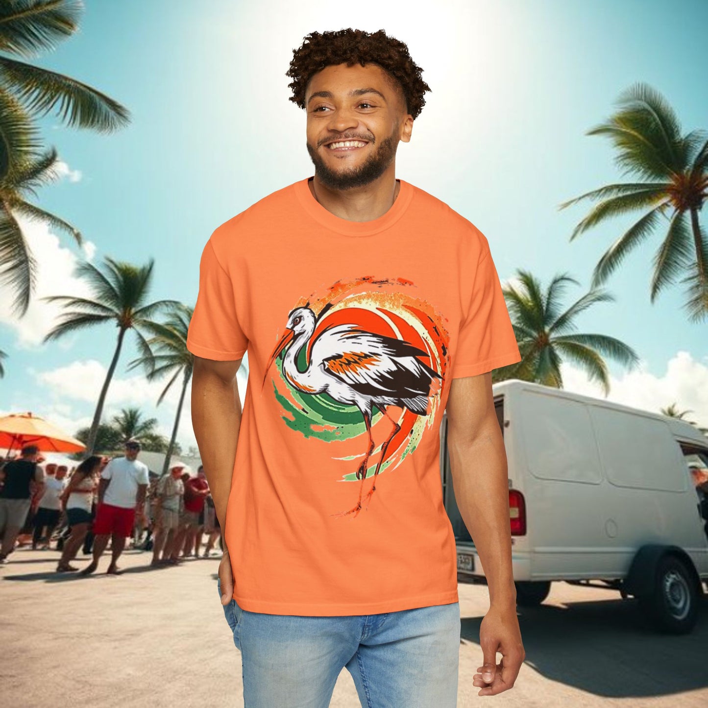 Ibis Artistic Graphic Design Tee, Unisex Garment-Dyed T-shirt, Perfect for Gameday or Beach, Sports Fan Shirt