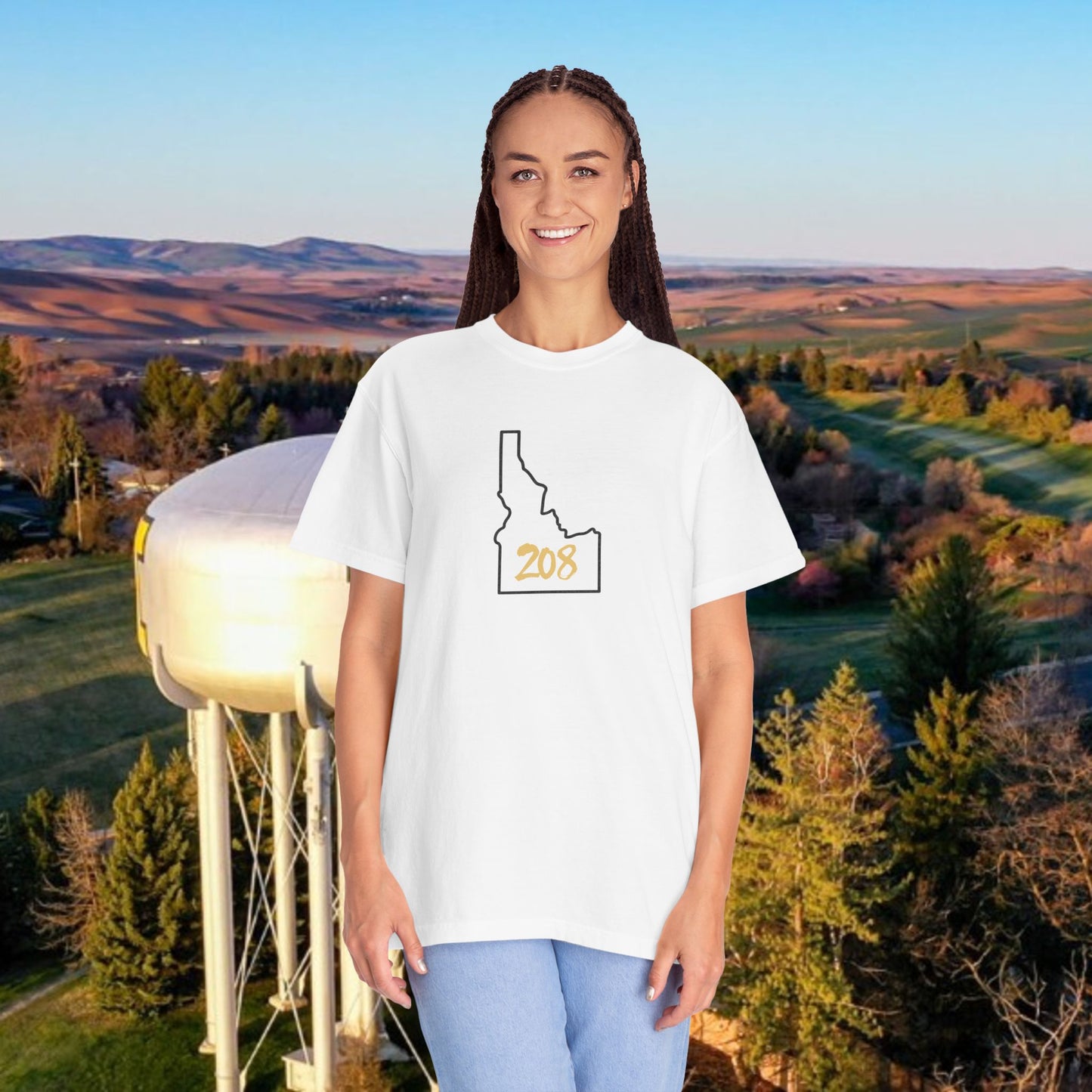 Idaho 208 Unisex Garment-Dyed T-Shirt, Casual Tees, State Pride Apparel, Gift for Idahoans, Gameday Fashion