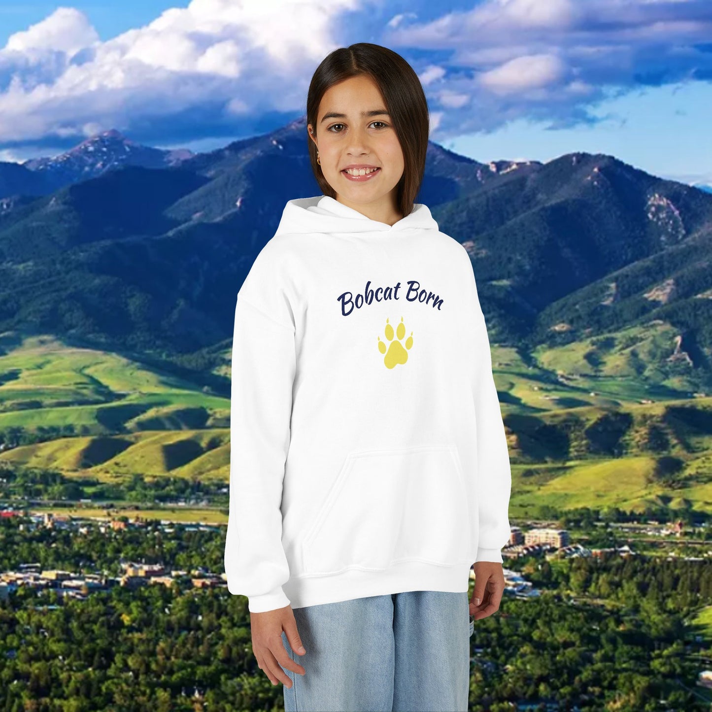 Bobcat Born Youth Hoodie, Cozy Sweatshirt for Kids, Great for School, Outdoor Adventures, Gifts, Sports Events