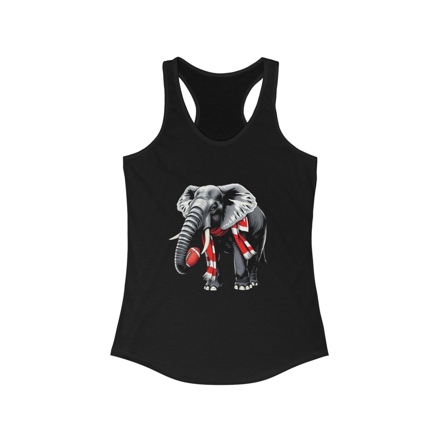 Elephant Graphic Women's Racerback Tank Top, Summer Yoga Apparel, Workout Shirt, Animal Lover Gift, Eco-Friendly Fashion