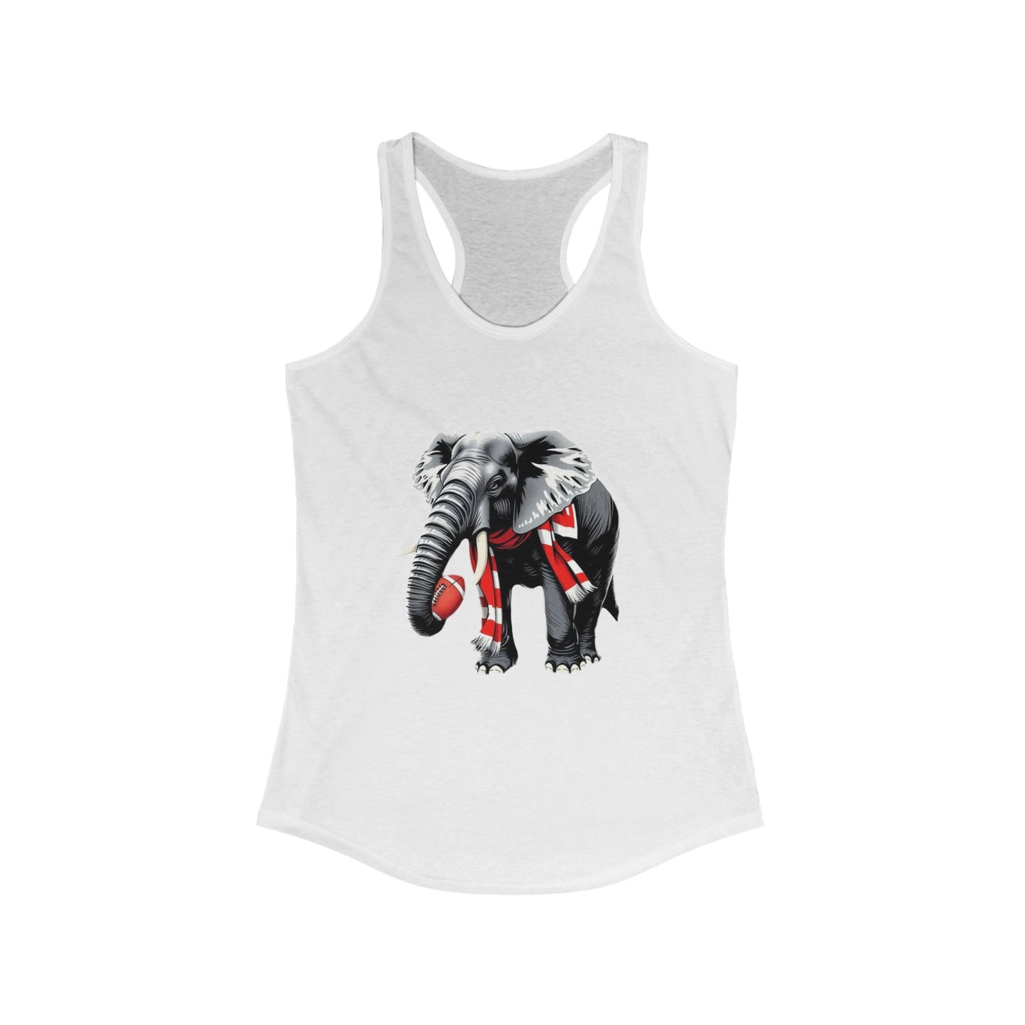 Elephant Graphic Women's Racerback Tank Top, Summer Yoga Apparel, Workout Shirt, Animal Lover Gift, Eco-Friendly Fashion