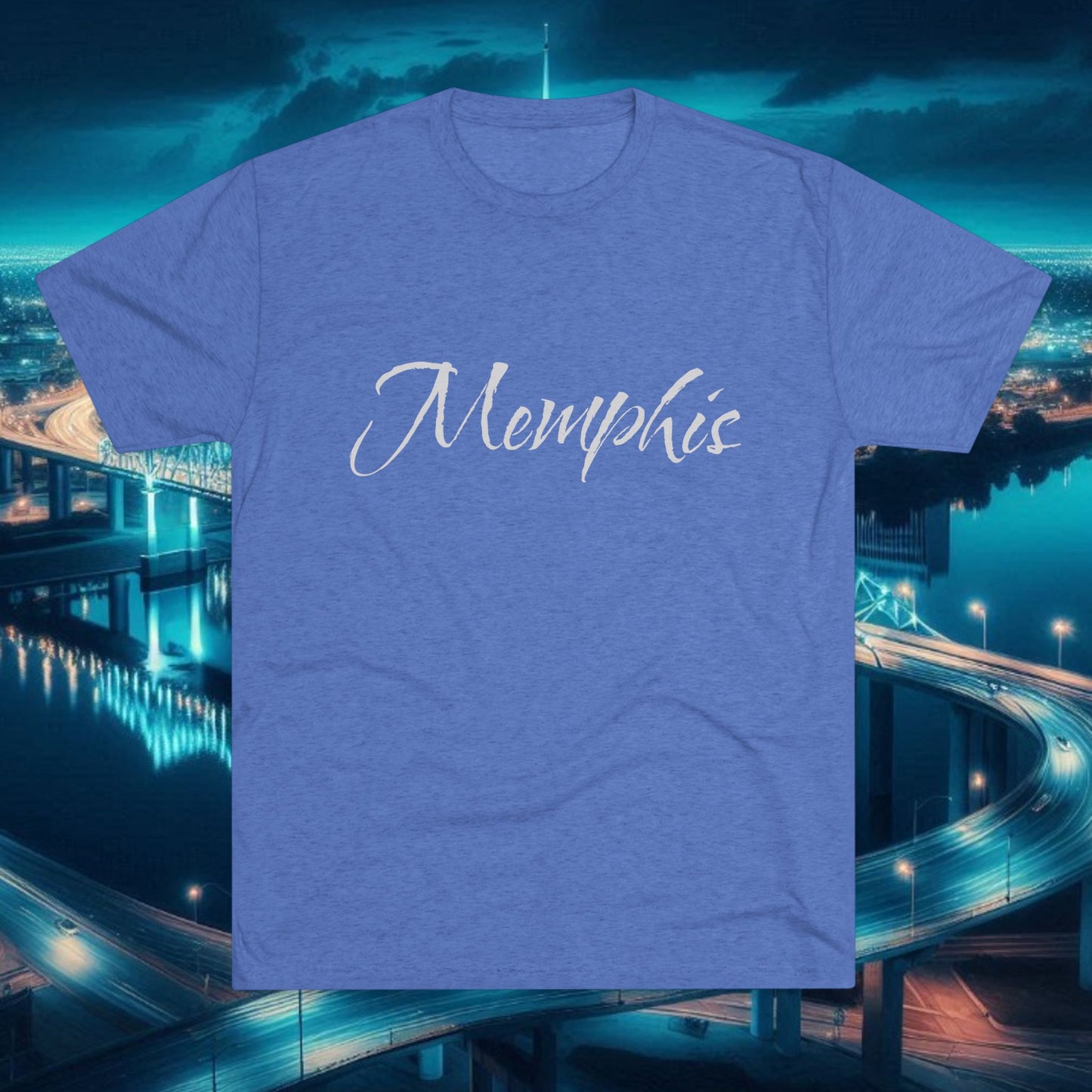 Memphis Script Tee — City Name Graphic T-Shirt, Tri-Blend Ultra Comfort, Perfect for a Night out or Gameday.