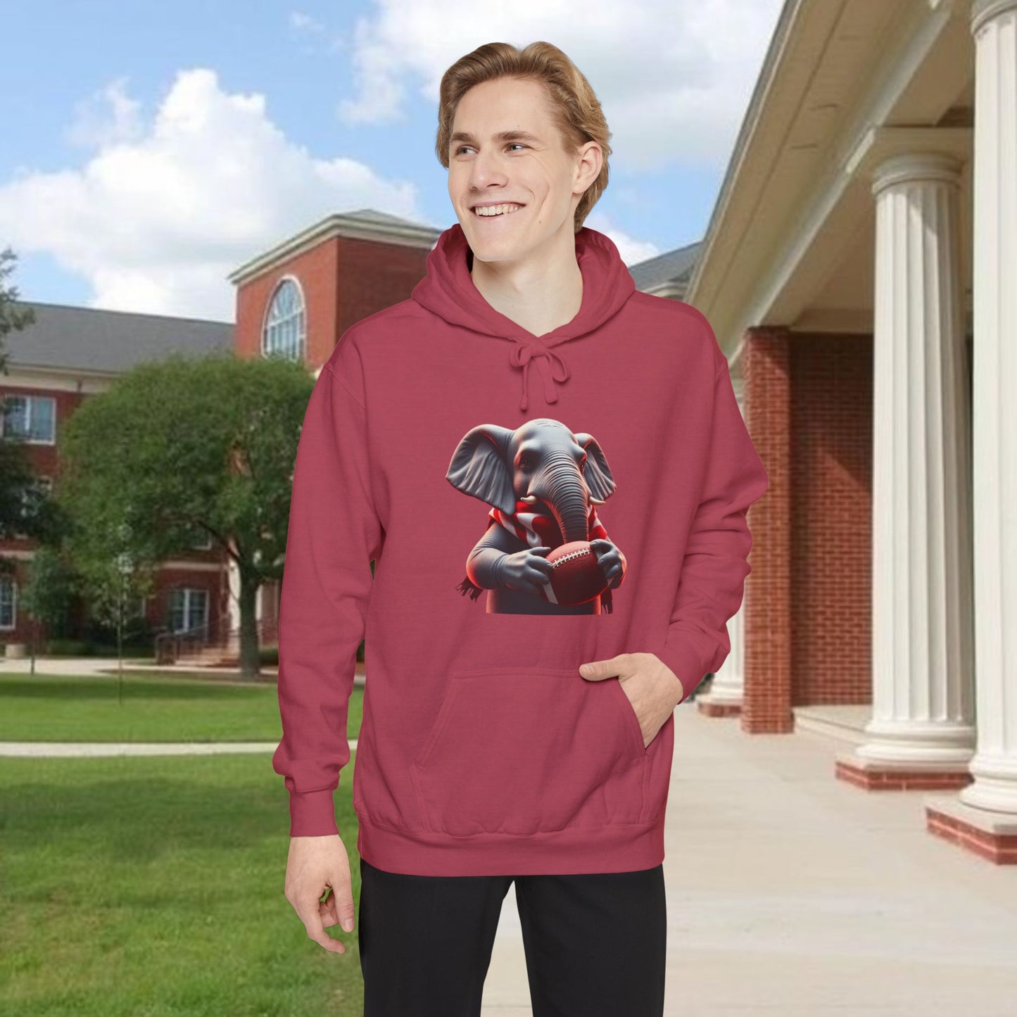 Elephant Graphic Hoodie for College Sports' Lovers, Cozy Unisex Sweatshirt, Unique Gift for Football Fans