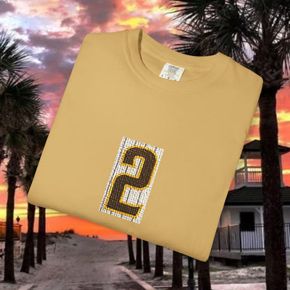 Number 2 Graphic T-Shirt — Bold Retro Patch Front & X Back Tee