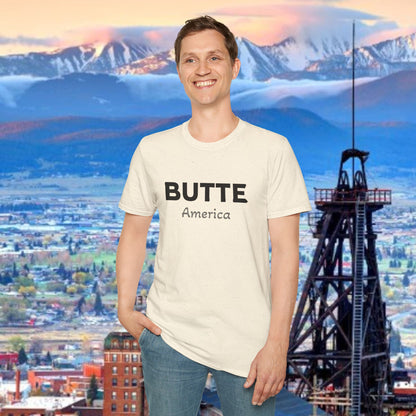 Butte, America Unisex Softstyle T-Shirt - Cozy Apparel for Locals, Travel Souvenir, Gift Idea, Casual Wear, Adventure Tee