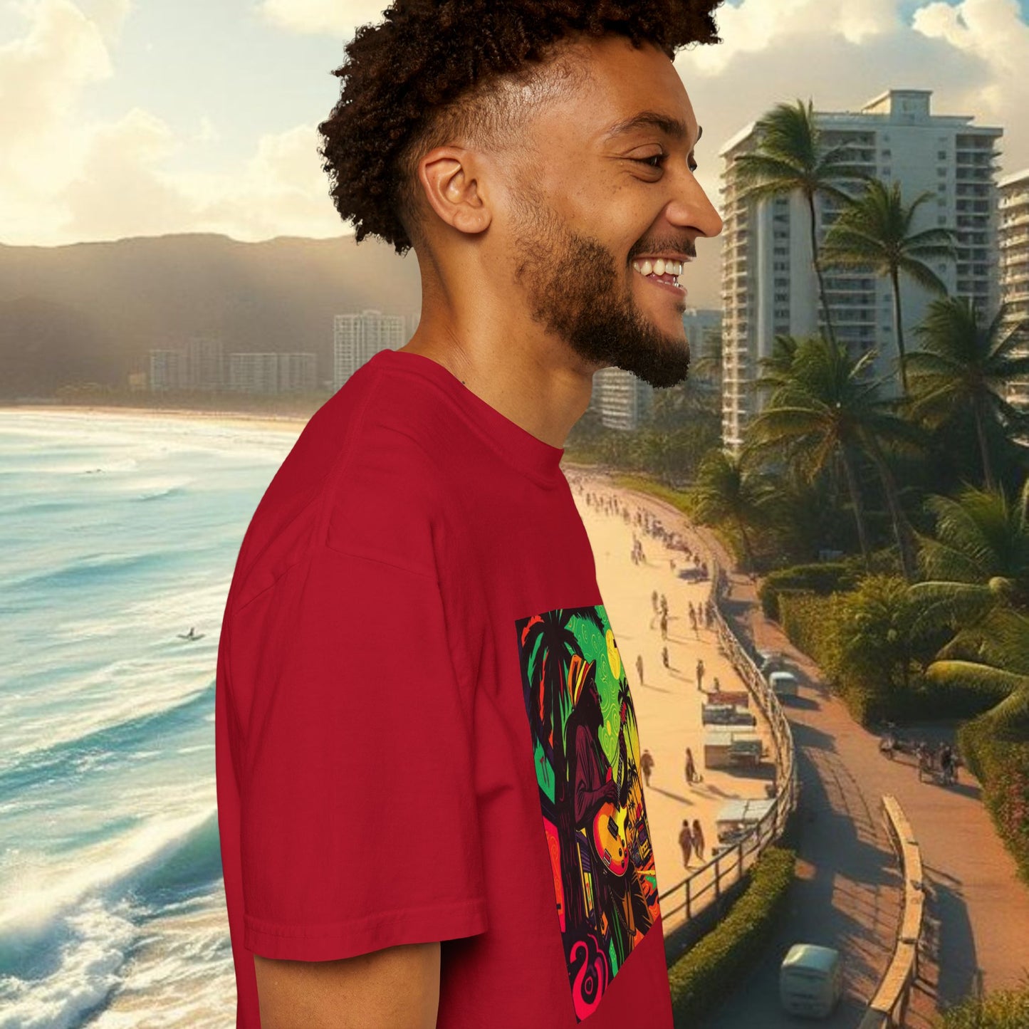Vibrant Beach Vibes Unisex T-Shirt - Music & Paradise Design