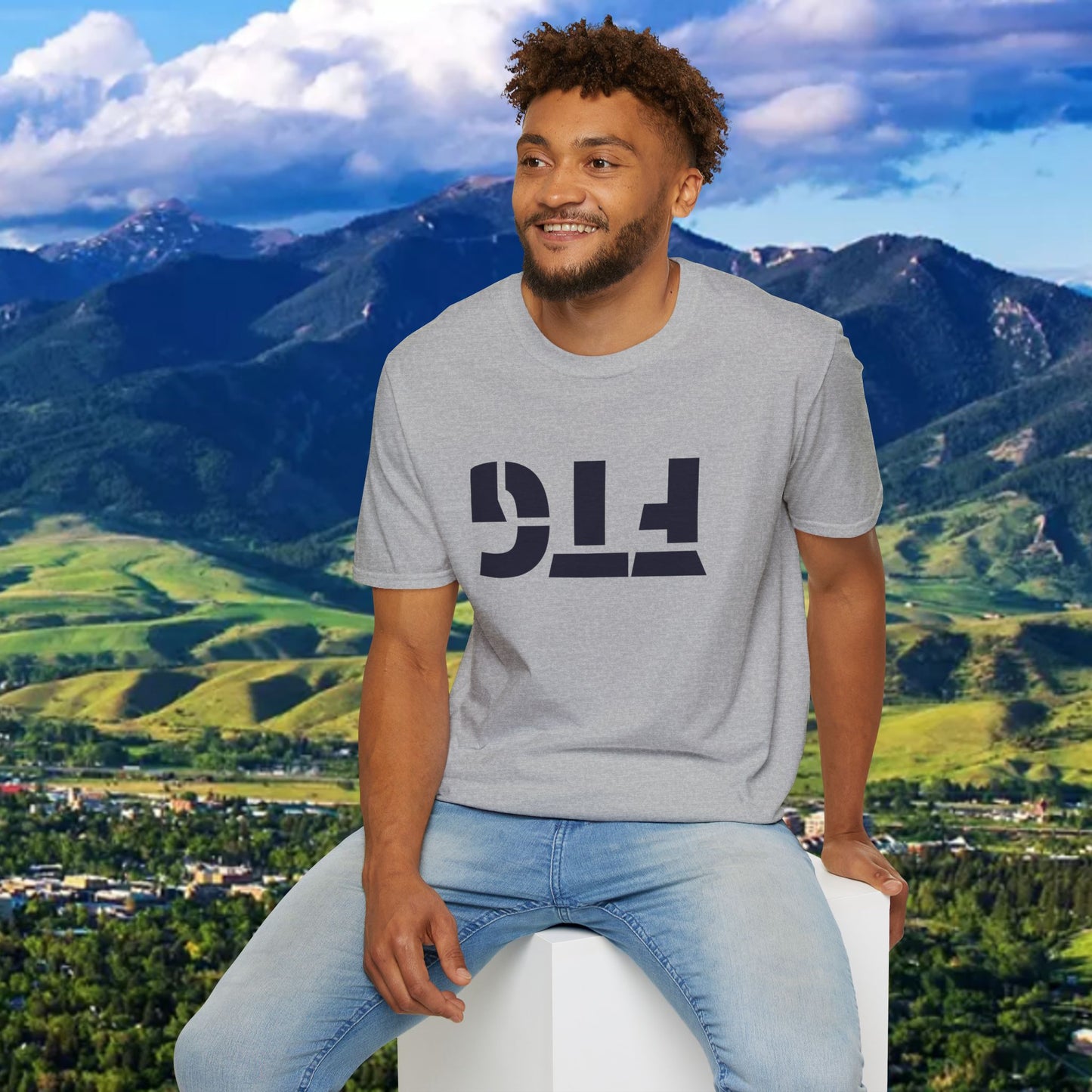 Upside Down FTG Unisex Softstyle T-Shirt - Trendy Fashion Tee, Everyday Comfort, Gift for Bobcat Fans, Gameday Wear, Relaxed Style