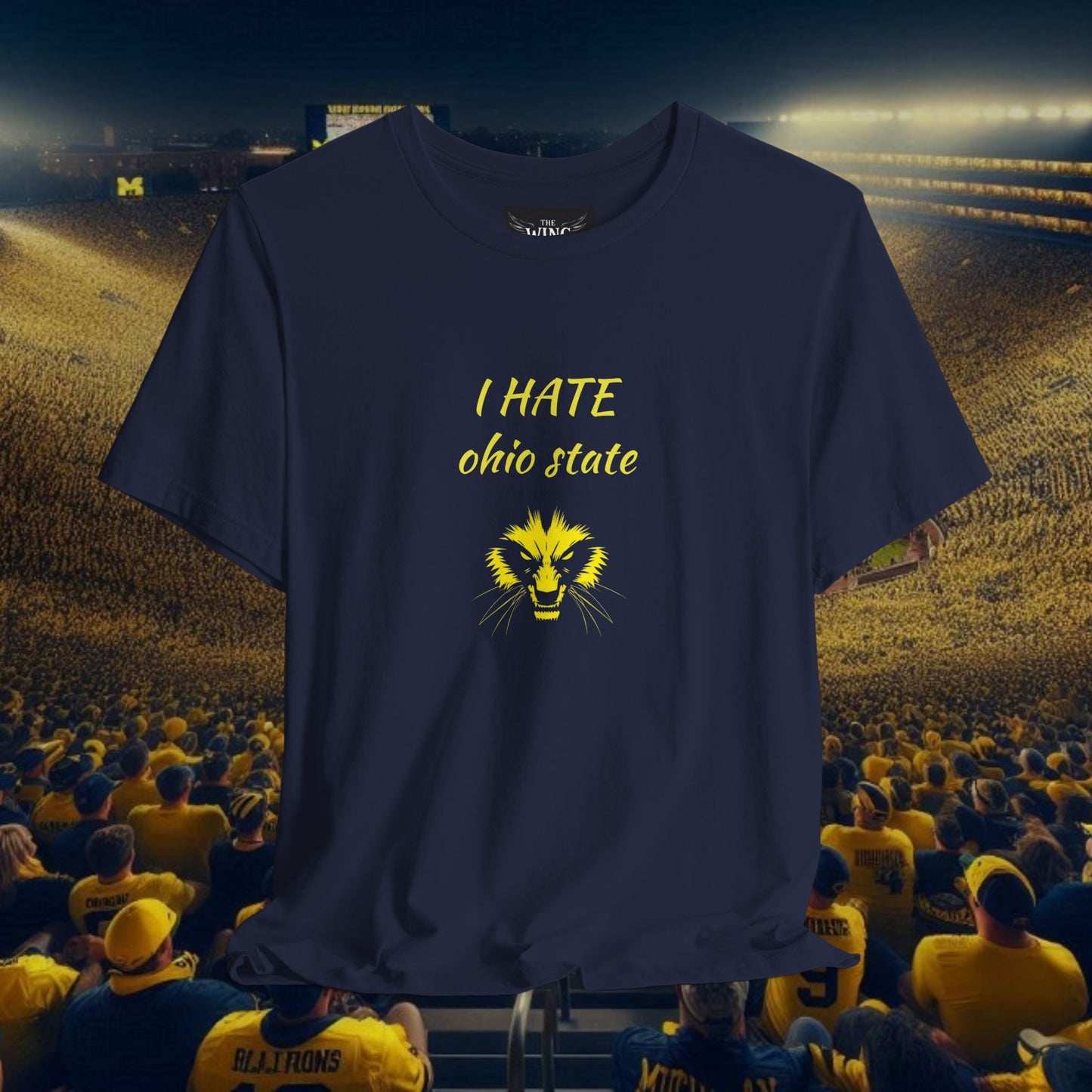 I Hate Ohio State Tee, Unisex Jersey Short Sleeve Tee, Game Day Shirt, College Sports Apparel, Football Fan Gift, Yellow Tee