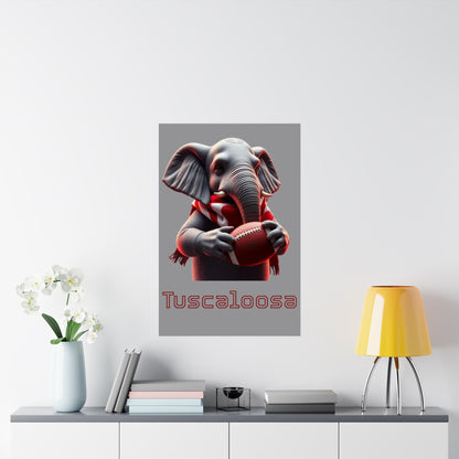 Tuscaloosa Elephant Football Poster, Matte Wall Art, Home Décor, Gift for Sports Fans, Kids Room Decoration, Alabama Pride