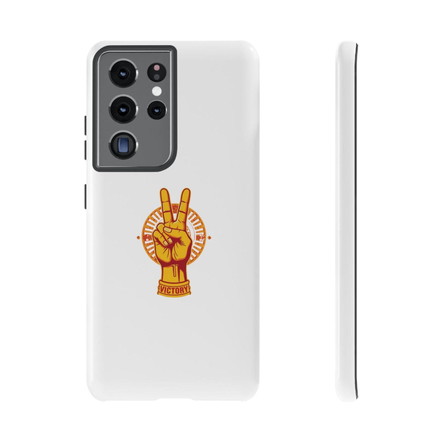 Victory Themed Stylish Phone Case - Tough Cases with Peace Sign Design, Customizable Phone Covers, Gift for Tojan Fans, Trendy Accessories