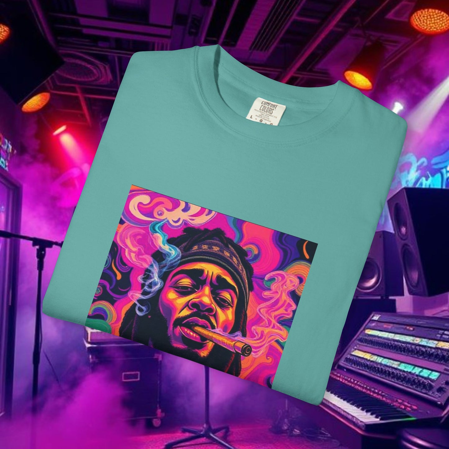 Vibrant Unisex Graphic Tee, Funky Smoke Art Shirt, Casual Streetwear, Gift for Music Lovers, Trendy Summer Top, Unique Festival Wear