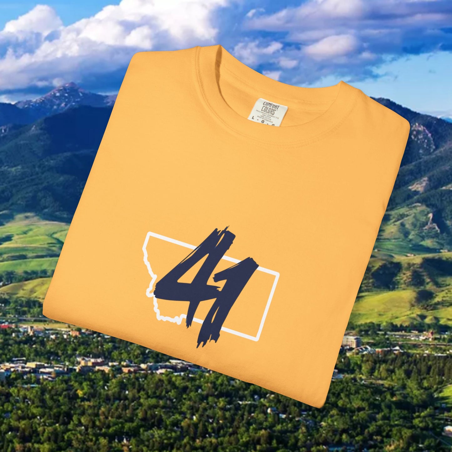 Montana Inspired Unisex T-Shirt with 41 Design and Paw Print on back. Soft Shirt for Gamedays or everyday comfort.