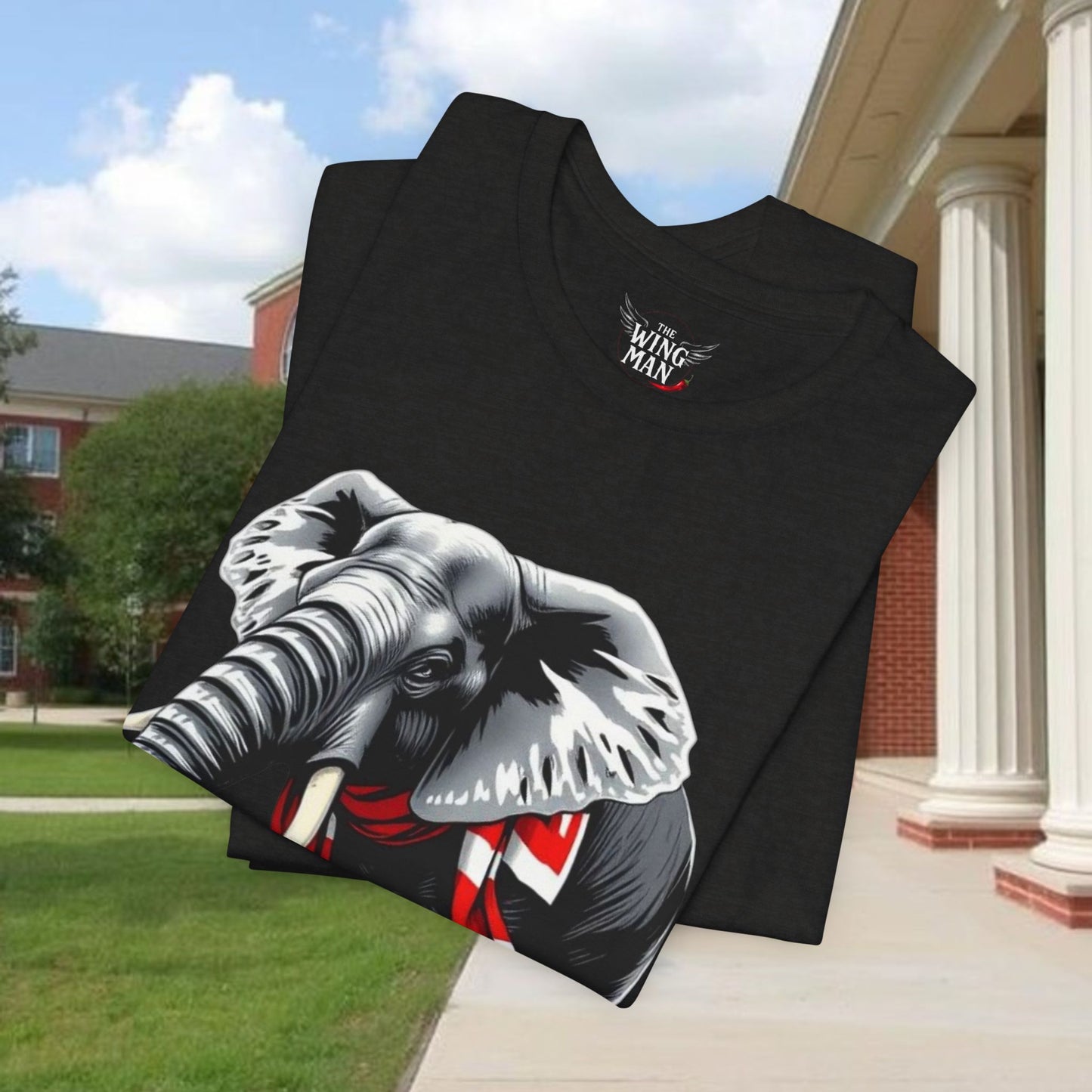 Elephant Graphic Tee — Cute Elephant Wearing Scarf T-Shirt