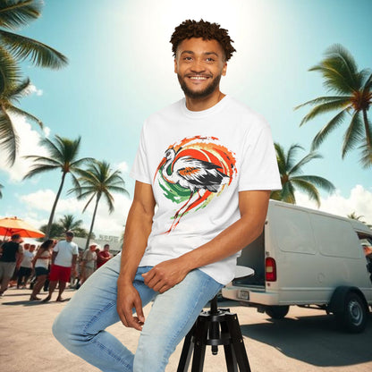 Ibis Artistic Graphic Design Tee, Unisex Garment-Dyed T-shirt, Perfect for Gameday or Beach, Sports Fan Shirt