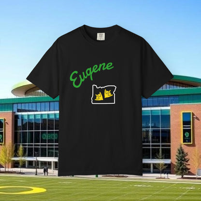 Eugene Oregon T-Shirt, Duck Foot Print T-Sirt. Soft Style. Perfect for Gameday or Relaxing at Home.