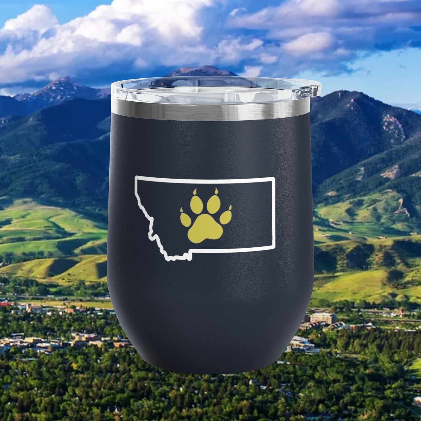Bobcat Paw Print Wine Tumbler, 12oz | Perfect for Bobcat Fans, Unique Gifts, Outdoor Adventures, Wedding Favors, Tailgating