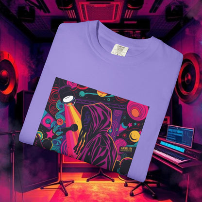 Colorful Unisex Garment-Dyed T-shirt, Artistic Graphic Tee, Music Festival Shirt, Casual Everyday Wear, Vibrant Streetwear, Unique Gift Idea