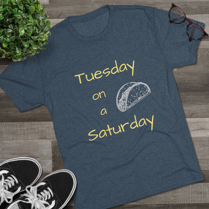 T-Shirt — "Tuesday on a Saturday" Taco Tee with Paw Print Back