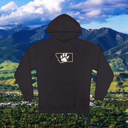 Montana Paw Hoodie — State Outline with Cat Paw Graphic (ESG GCG Back)