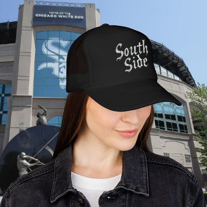South Side Embroidered Foam Trucker Hat, Casual Cap, Streetwear Hat, Outdoor Hat, Gift for Him, Music Festival Accessory