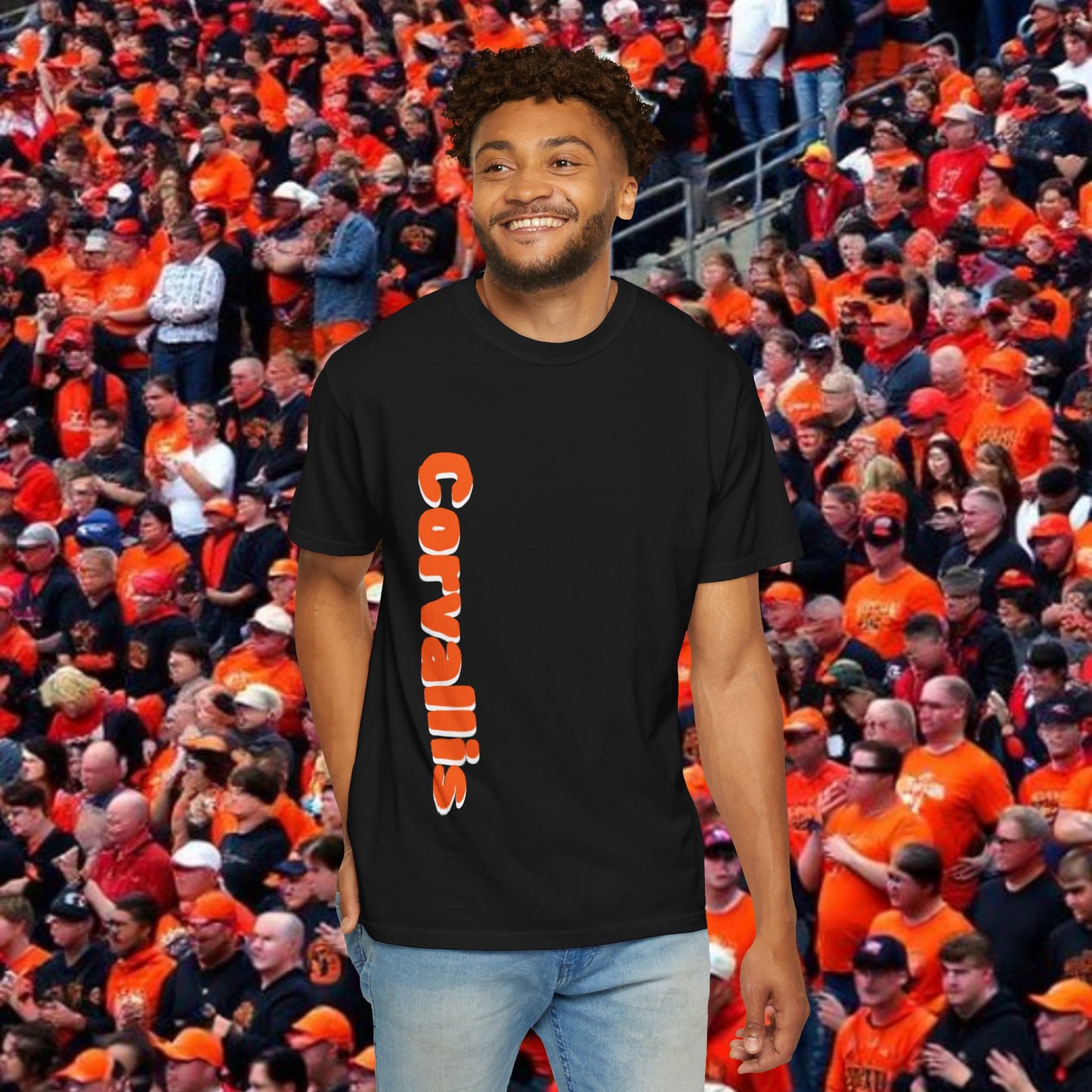 Garment-Dyed Unisex T-Shirt with Corvallis Design, Casual Tee, Gameday Apparel, Graphic T-Shirt, College Spirit Wear
