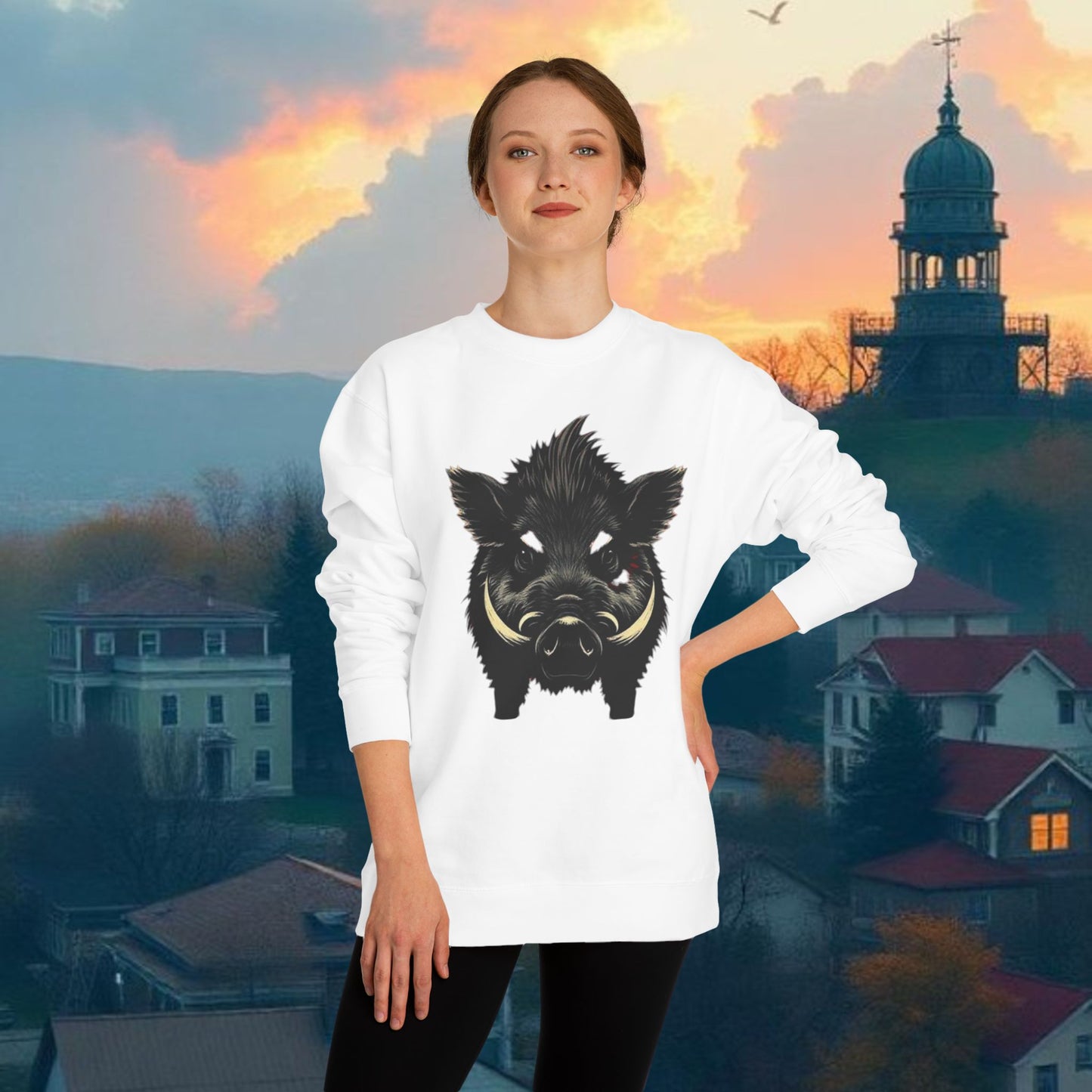 Wild Boar Unisex Crew Neck Sweatshirt, Game Day Apparel, Sports Fan Sweatshirt, Casual Comfort, College Spirit Wear, Trendy Fashion