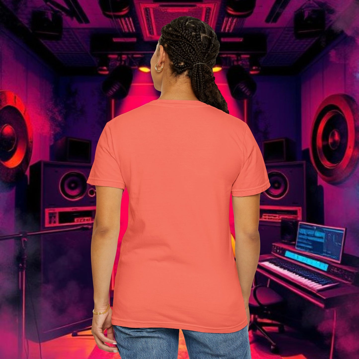 Colorful Unisex Garment-Dyed T-shirt, Artistic Graphic Tee, Music Festival Shirt, Casual Everyday Wear, Vibrant Streetwear, Unique Gift Idea