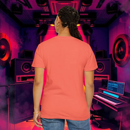 Colorful Unisex Garment-Dyed T-shirt, Artistic Graphic Tee, Music Festival Shirt, Casual Everyday Wear, Vibrant Streetwear, Unique Gift Idea