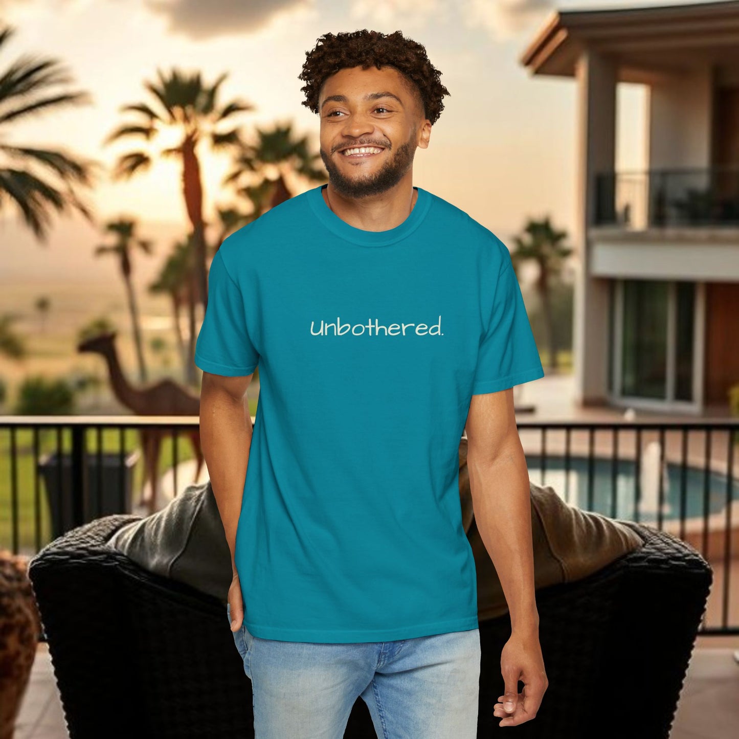 Unbothered Garment-Dyed T-Shirt, Relaxed Fit Tee, Casual Everyday Wear, Gift for Friends, Relaxation Apparel, Trendy Summer Top
