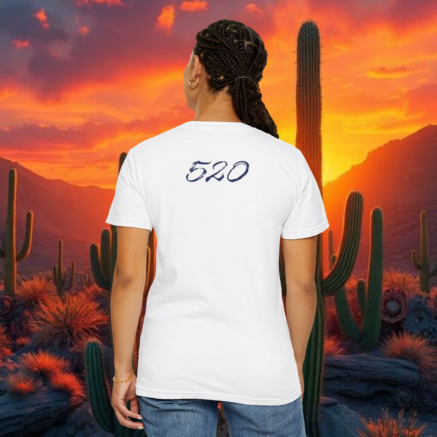 Tucson Arizona Area Code T-Shirt — 520 Back Print, Southwestern Travel Tee, Soft-Style
