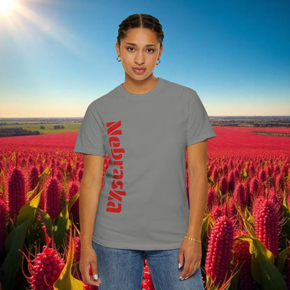 Lincoln Nebraska Area Code T-Shirt — White Tee with Red "Nebraska" & 402 Back Print, Soft-Style T-Shirt