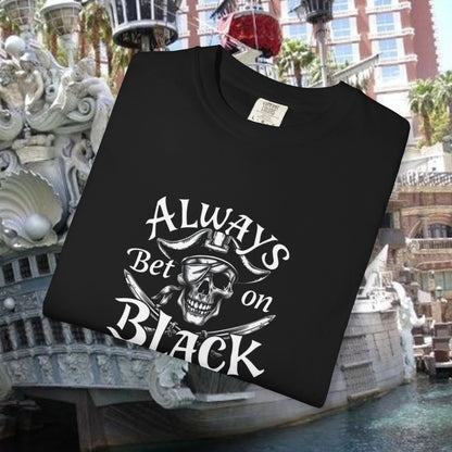 Always bet on Black Graphic Tee, Skull Shirt, Unisex Casual Wear, Football Games, Las Vegas Fans
