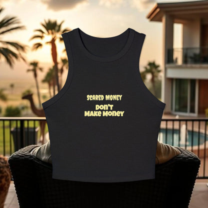 Scared Money Racer Tank Top for Women, Trendy Crop Top, Summer Fashion, Casual Wear, Gift for Entrepreneurs, Beach Outfit