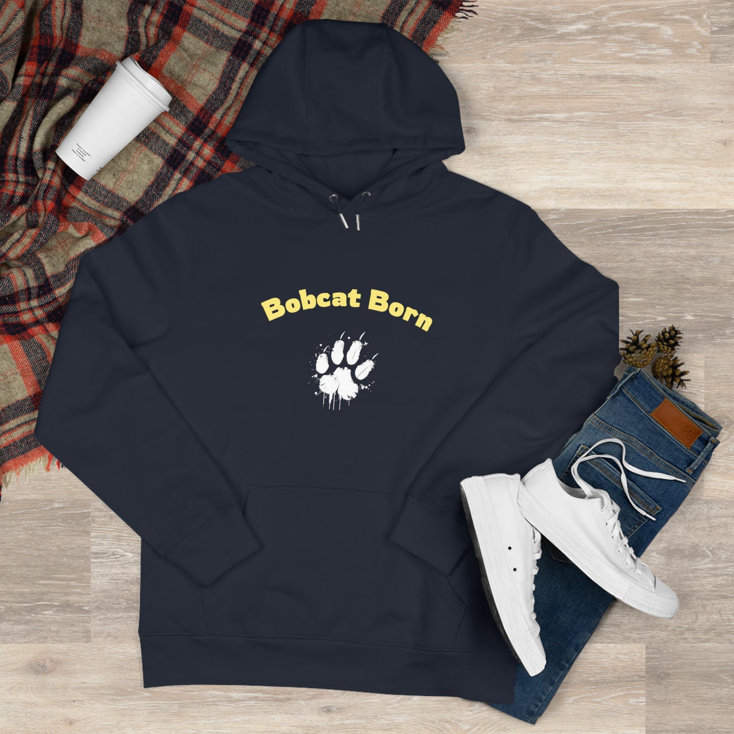 Bobcat Born King Hooded Sweatshirt, Cozy Graphic Hoodie, Unisex Sweatshirt, Perfect for Sports Fans, Great for Gifts