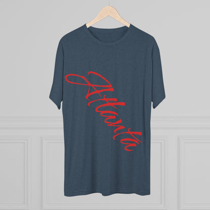 Atlanta Script Tee — Red Diagonal City Name T-Shirt, Tri-Blend Super Soft Style T-Shirt, Perfect for Gameday or a Night Out