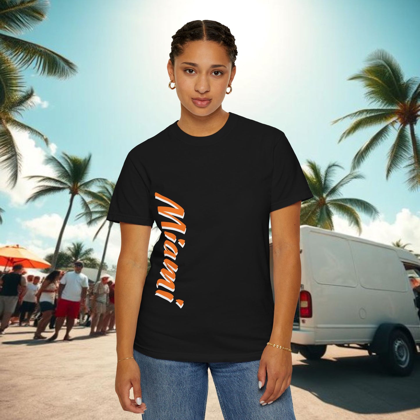 Miami Vibe Unisex Garment-Dyed T-shirt, Casual Wear, Summer Fashion, Nature Lovers, Beach Party, Gift Idea