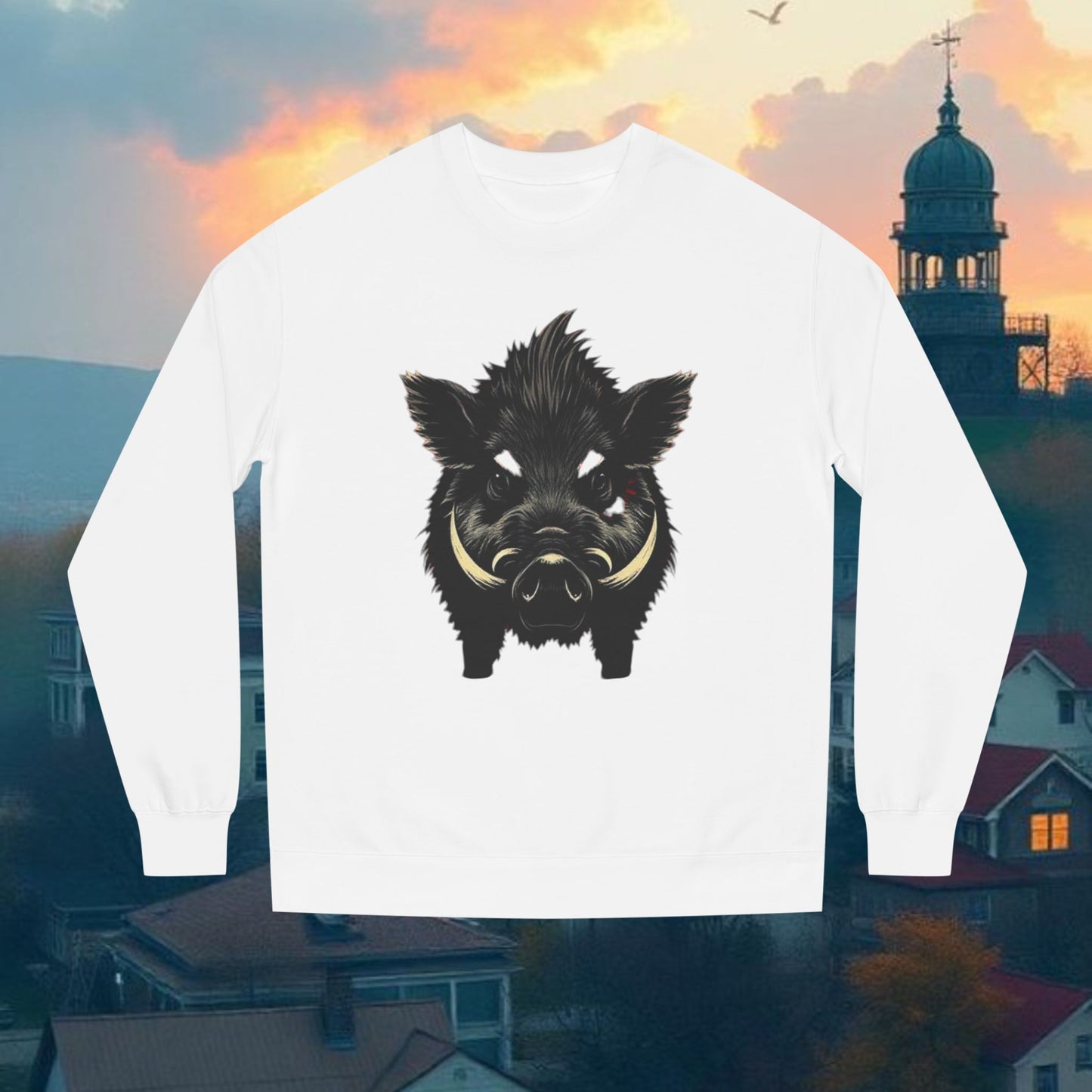 Wild Boar Unisex Crew Neck Sweatshirt, Game Day Apparel, Sports Fan Sweatshirt, Casual Comfort, College Spirit Wear, Trendy Fashion