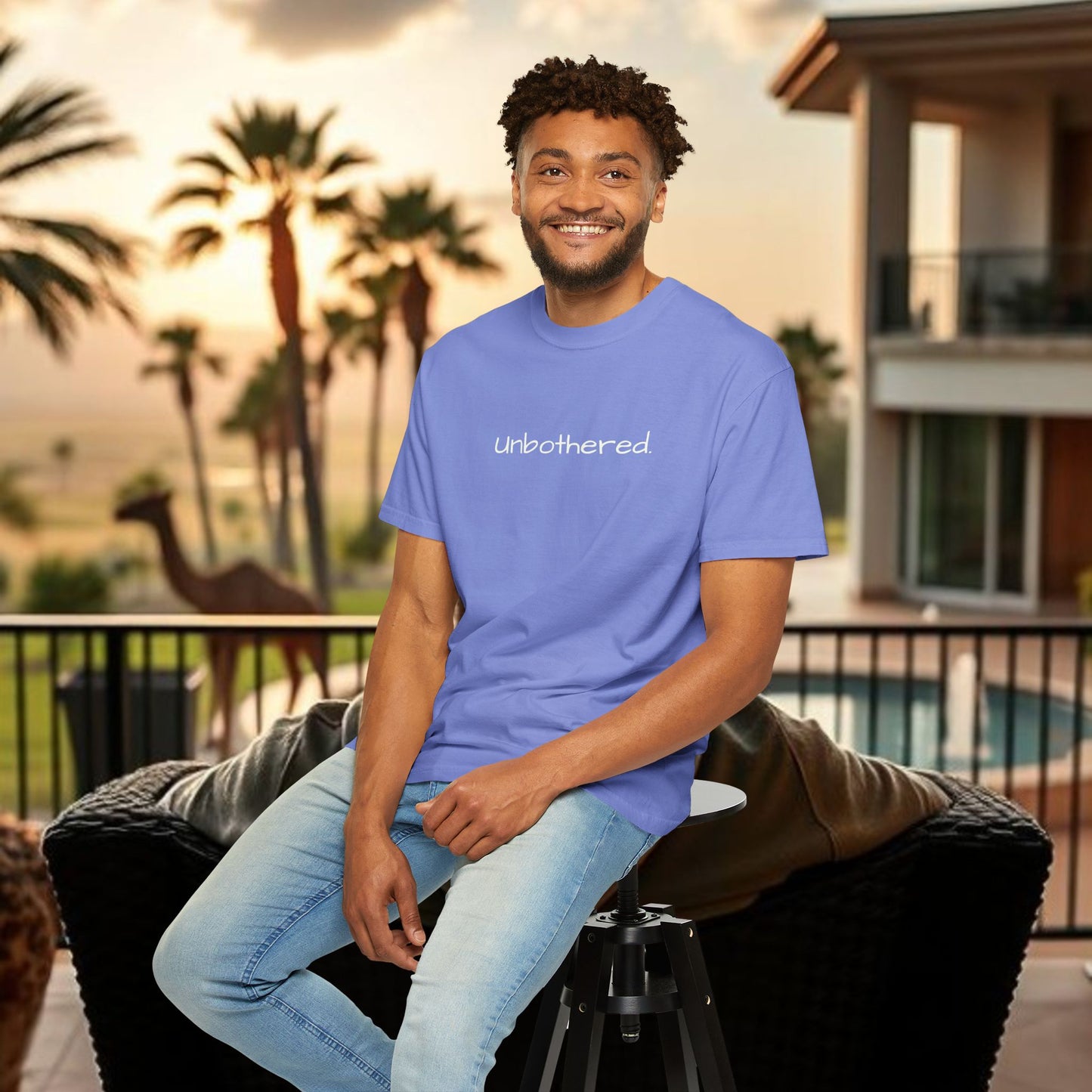 Unbothered Garment-Dyed T-Shirt, Relaxed Fit Tee, Casual Everyday Wear, Gift for Friends, Relaxation Apparel, Trendy Summer Top