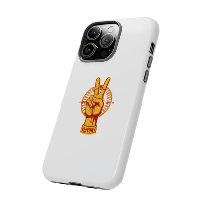 Victory Themed Stylish Phone Case - Tough Cases with Peace Sign Design, Customizable Phone Covers, Gift for Tojan Fans, Trendy Accessories
