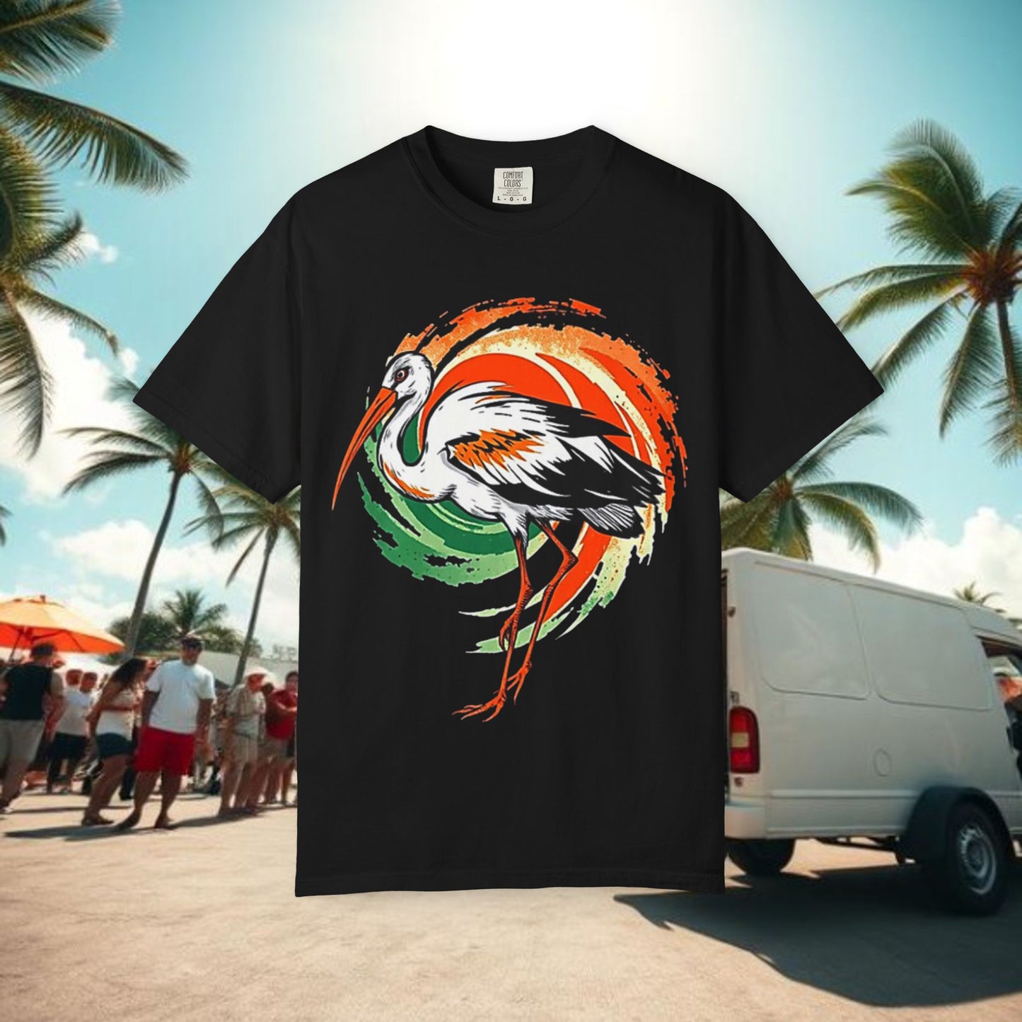 Ibis Artistic Graphic Design Tee, Unisex Garment-Dyed T-shirt, Perfect for Gameday or Beach, Sports Fan Shirt