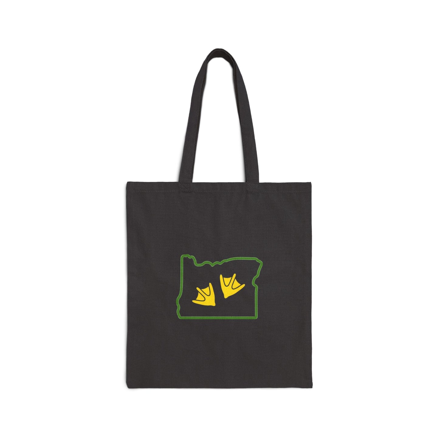 Eco-Friendly Cotton Canvas Tote Bag, Oregon outline with Vibrant Duck Logo. Logos on both sides.