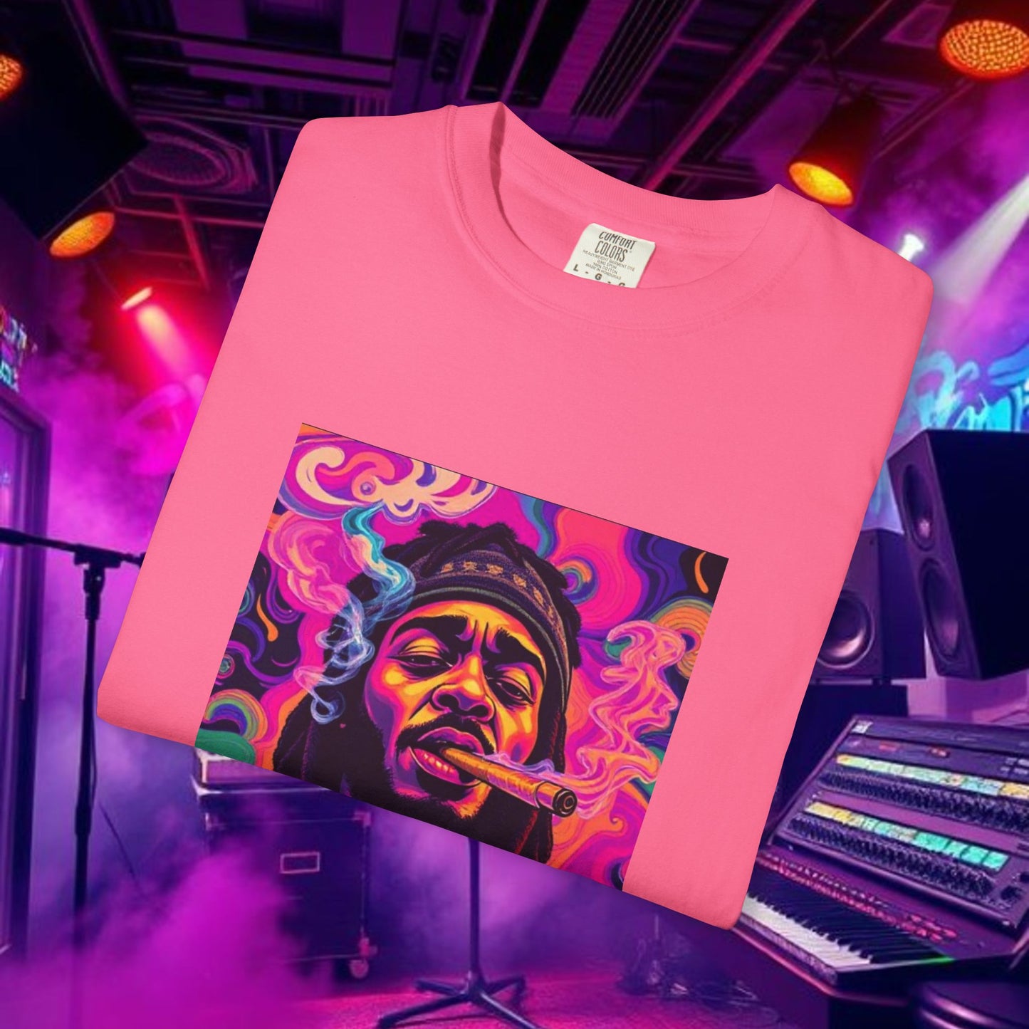 Vibrant Unisex Graphic Tee, Funky Smoke Art Shirt, Casual Streetwear, Gift for Music Lovers, Trendy Summer Top, Unique Festival Wear